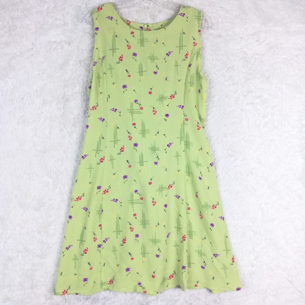 Christopher & Banks Womens Dress‎ Midi Tank Light Green Floral Micro Print 16